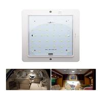 TOTMOX Plafonnier LED pour camping-car avec finition chromée, interrupteur marche/arrêt pour éclairage intérieur 42 LED pour voiture/camping-car/remorque/camping-car/bateau DC 12 V, blanc chaud