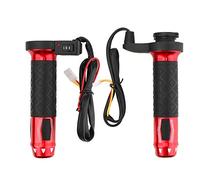 TOTMOX Poignées de Guidon universelles 12V 22 mm pour Moto VTT, poignées chauffantes électriques étanches à la poussière et à la température réglable, Bleu/doré/Rouge