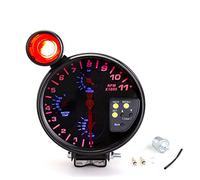 TOTMOX Tachymètre universel 5" en fibre de carbone 4 en 1 11 000 tr/min avec jauge de température/huile/eau + lumière LED rouge externe, jauge de tachymètre en métal