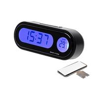 TOTMOX Thermomètre d'horloge numérique à LED pour intérieur de voiture 2 en 1, horloge de voiture à rétroéclairage LCD, prise en charge du mode de transformation 12h/24h