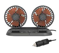 TOTMOX Ventilateur de refroidissement de voiture à double tête 24V avec port allume-cigare pour camion, van, SUV, RV, bateau, 360° Horizontal 180° Rotation verticale ajustable