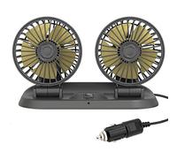 TOTMOX Ventilateur de voiture à double tête, 12V Allume-cigare Mini ventilateur de refroidissement pour voiture, camion, van, SUV, RV, bateau, home, rotation horizontale à 360° et verticale à 180°