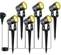 Totofac Spot Exterieur LED, 6 Pièces 6x3W Spot LED Extérieur Lampes avec Piquet 3000K Blanc Chaud, Spot de Jardin Led Exterieur étanche IP65 Câble 20M pour Jardin, Allée, Arbres, Terrasse et Patio