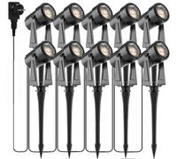 Totofac Spot LED Extérieur, 10 Pack Lampe de Jardin 4x3W 1200LM, étanche IP65 Éclairage Spot Extérieur, Blanc Chaud (10-in-1)