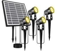 Totofac Spot LED Extérieur, 4 Pack Lampe de Jardin 4x3W 1200LM, étanche IP65 Éclairage Spot Extérieur, Blanc Chaud (énergie solaire 4-1)