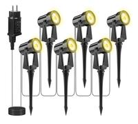 Totofac Spot LED Extérieur, 6 Pack Lampe de Jardin 6x3W 1200LM, étanche IP65 Éclairage Spot Extérieur, Blanc Chaud (6-in-1)