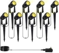 Totofac Spot LED Extérieur, 8 Pack Lampe de Jardin 4x3W 1200LM, étanche IP65 Éclairage Spot Extérieur, Blanc Chaud (8-in-1)