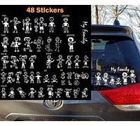 TOTOMO 48 chiffre de bâton Mon autocollant de pare - chocs de la famille avec Chien Chat autocollant autocollant de voiturede poissons de la famille des oiseaux de lapin pour Windows pare - chocs