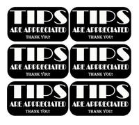 TOTOMO Lot de 6 autocollants en vinyle « Tips are Appreciated » - 12,7 x 6,3 cm