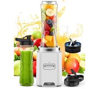 ToTopPioneer Mini Mixeur Blender,500W Blender Smoothie Électrique,avec 2 Bouteilles Portables 600ml Sans BPA,4 Lames Inox,Mixer pour Nourriture Bébé Smoothies Milkshakes Jus Fruits,Nettoyage Facile