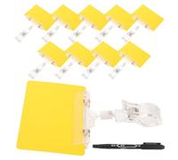 Totority 10 Pièces Clip Double Face en Pp Jaune pour Étiquettes Papier Surface Lisse, Pince Rotative Sécurisée pour Rayons de Supermarché et Merchandising
