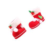 Totority 2pcs Bottes de Noël Décoratives en Plastique Finition en Polaire, Réutilisables et Non Décolorantes, pour Fête ou Magasin, Tailles S et M