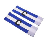 Totority 2pièces Brassard de Capitaine de Football Ajustable avec Marque C Bande de Sport Élastique Unisexe avec Fermeture Auto-agrippante Bleue et Blanche