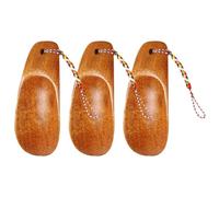 Totority 3 Pièces Chausse-pieds en Bois Marron, Poignée Courte Ergonomique | Surface Lisse Polie, Cordon Suspendu, Usage Mobile, Aide Pratique pour Adultes et Bureau