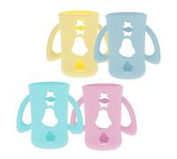 Totority 4 Pièces Bébé Protecteur De Biberon Bouchons De Bouteilles En Silicone Biberon En Verre Biberons Fond Manchon En Silicone Porte-Biberon Silicone Bébé Manches Bébé