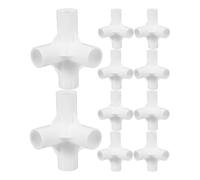 Totority Connecteur de nœud cubique 10pcs pour rack et pipe 16 mm blanc, joint de connexion de tringle de placard, assemblage rapide, entrée et chambre