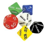 Totority Dés Polyédriques pour Jeux de Rôle et Apprentissage, Lot de 6 Dés Colorés en Plastique, Accessoires pour Calcul de Santé Mentale, Unités à Centaines de Milliers, Couleur Aléatoire
