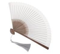 Totority Éventail Pliable en Papier Xuan Blanc Bambou, Style Chinois Classique, pour Calligraphie et Peinture, pour Expositions et Fêtes