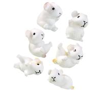 Totority Figurines Miniatures de Cochons d'Inde Légères et Portables en Résine Blanche Lot de 6 pour Décoration de Maison Miniature ou Bureau