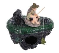 Totority Île Flottante Facile à Entretenir en Abs Vert pour Aquarium avec Cachette Sûre Décor Créatif Style Asiatique Zen pour Poissons pour Paysage Aquatique