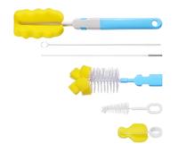 Totority Lot de 6 Brosses Éponge pour Nettoyage de Biberons et Tétines, Plastique Bleu, Atteint Chaque Recoin un Lavage en Profondeur