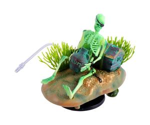 Totority Ornement D'aquarium Vert en Résine Squelette Ambiance Halloween | Décoration Créative pour Aquarium, Sûr pour Poissons D'eau Douce et Salée, Paysage Spécial