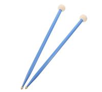 Totority Paire de Maillets de Timbales en Bois D'érable Têtes en Feutre Bleu Double Extrémité, Baguettes pour Batterie et Percussion, Son Clair et Polyvalent pour Pratique et Jeu