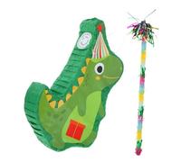 Totority Piñata Dinosaure Décorative 3d Verte en Papier Sûr Bâton à Frapper, Set 2 Pièces pour Fête D'anniversaire, Piñata pour Adultes, Décoration Suspendue et Présent Bonbons
