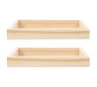 Totority Plateaux en Bois Beige Carrés Robustes Support pour Tri et Organisation de Jouets pour Lot de 2 pour Rangement de Puzzles et Blocs de Construction