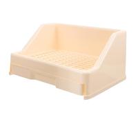 Totority Pot de Litière Beige en Plastique pour Lapin et Cochon d'Inde Grille Amovible Sécurisée, Bac à Litière Anti-Renversement pour Cage à Lapin