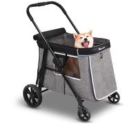 Totoro Ball Poussette pour chiens de taille moyenne pour chiens de petite et grande taille, poussette multi-roues pour 4 chiens pouvant supporter jusqu'à 30 kg, pliage en un clic, pneus lisses,