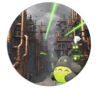 Totoro Circulaire Puzzles Convient pour Adultes Et Enfants 1000 Pièces, Pets Mignons Fun Défiant Décoration Maison Unique (67.5x67.5cm)
