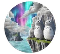 Totoro Circulaire Puzzles Convient pour Adultes Et Enfants 1000 Pièces Pets Mignons Fun Défiant Jeu Éducatif Unique Toy (67.5x67.5cm)