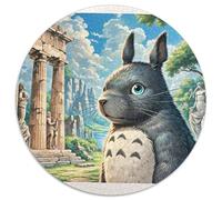 Totoro Circulaire Puzzles Convient pour Adultes Et Enfants 1000 Pièces Pets Mignons Fun Défiant Jeu Éducatif Décoration Maison Unique (67.5x67.5cm)