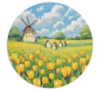Totoro Circulaire Puzzles Convient pour Adultes Et Enfants 1000 Pièces Pets Mignons Fun Défiant Unique Toy (67.5x67.5cm)
