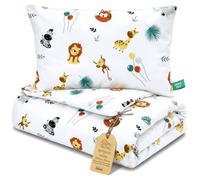 Totsy Baby Couette bébé sans Housse Set 60X100 cm Coton - Couverture Enfant avec Oreiller pour lit bébé Maternelle crèche - Parure Couette Oeko Tex légère Respirante Safari