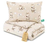 Totsy Baby Couette bébé sans Housse Set 60X100 cm Coton - Couverture Enfant avec Oreiller pour lit bébé Maternelle crèche - Parure Couette Oeko Tex légère Respirante Girafes