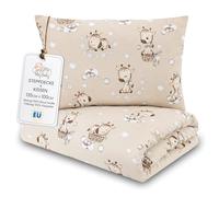 Totsy Baby Couette Enfant en Coton 100x135 Couverture pour Bebe Parure Duvet pour lit bébé 100 x 135 cm et Oreiller 60 x 40 cm Oeko-Tex Girafes
