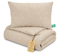 Totsy Baby Couette Enfant en Coton 60x100 Couverture pour Bebe Parure Duvet pour lit bébé 60 x 100 cm et Oreiller 60 x 40 cm Oeko-Tex Beige avec des étoiles Blanches