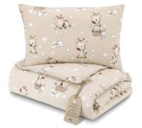 Totsy Baby Couette Enfant en Coton 80x80 Couverture pour Bebe Parure Duvet pour lit bébé 80 x 80 cm et Oreiller 40 x 35 cm Oeko-Tex Girafes