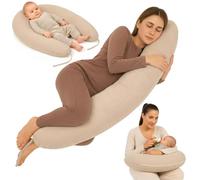 Totsy Baby Coussin de Grossesse 190 cm Coussin Mousseline Oreiller - Pregnancy Pillow maternité Body Pillow Housse en Coton Lavable Amovible Doux - certifié Oeko-TEX Beige