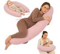 Totsy Baby Coussin de Grossesse 190 cm Coussin Mousseline Oreiller - Pregnancy Pillow maternité Body Pillow Housse en Coton Lavable Amovible Doux - certifié Oeko-TEX Rose poudré