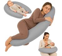 Totsy Baby Coussin de Grossesse 190 cm Coussin Oreiller - Pregnancy Pillow maternité Body Pillow Housse en Coton Lavable Amovible Doux - certifié Oeko-TEX Points sur Gris