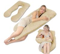 Totsy Baby Coussin de Grossesse Coussin d'allaitement XXL Coussin de Couchage latéral Grand Coussin de Confort Oreiller de positionnement en Forme de U Housse Amovible dormeur latéral 135 cm Beige