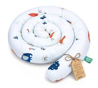 Totsy Baby Coussin serpentin XXL Coussin d'allaitement Roulé de lit Protection de Bord de lit Coussin décoratif Bordure de lit Serpent XL Fait Main Bleu Marine avec Arc-en-Ciel 150 cm