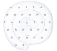Totsy Baby Coussin serpentin XXL Roulé de lit Bordure - 200 cm - d’Allaitement décoratif Protection Bord Serpent XL Fait Main Motif Étoiles Grises Blanc Certificat Oeko-Tex