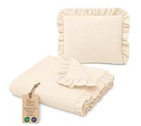 Totsy Baby Couverture bébé Coton Respirante 75x60 cm avec Oreiller 40x30 cm | Mousseline coton douce respirante pour nouveau-né idéale été comme lange et cadeau de naissance Beige clair