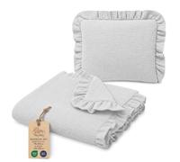 Totsy Baby Couverture bébé Coton Respirante 75x60 cm avec Oreiller 40x30 cm | Mousseline coton douce respirante pour nouveau-né idéale été comme lange et cadeau de naissance Gris