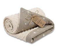 Totsy Baby Couverture Bebe Couverture Toute l'année 100x75 cm Polaire Hiver Double Face - Minky Coton Chaude Douce câline Douillette Enfant Naissance - Nouveau-né Oeko-Tex Beige avec étoiles Blanches