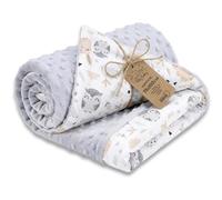 Totsy Baby Couverture Bebe Couverture Toute l'année 100x75 cm Polaire Hiver Double Face - Minky Coton Chaude Douce câline Douillette Enfant Naissance - Nouveau-né Oeko-Tex Hiboux + Gris Clair
